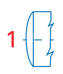 nach außen gewölbt