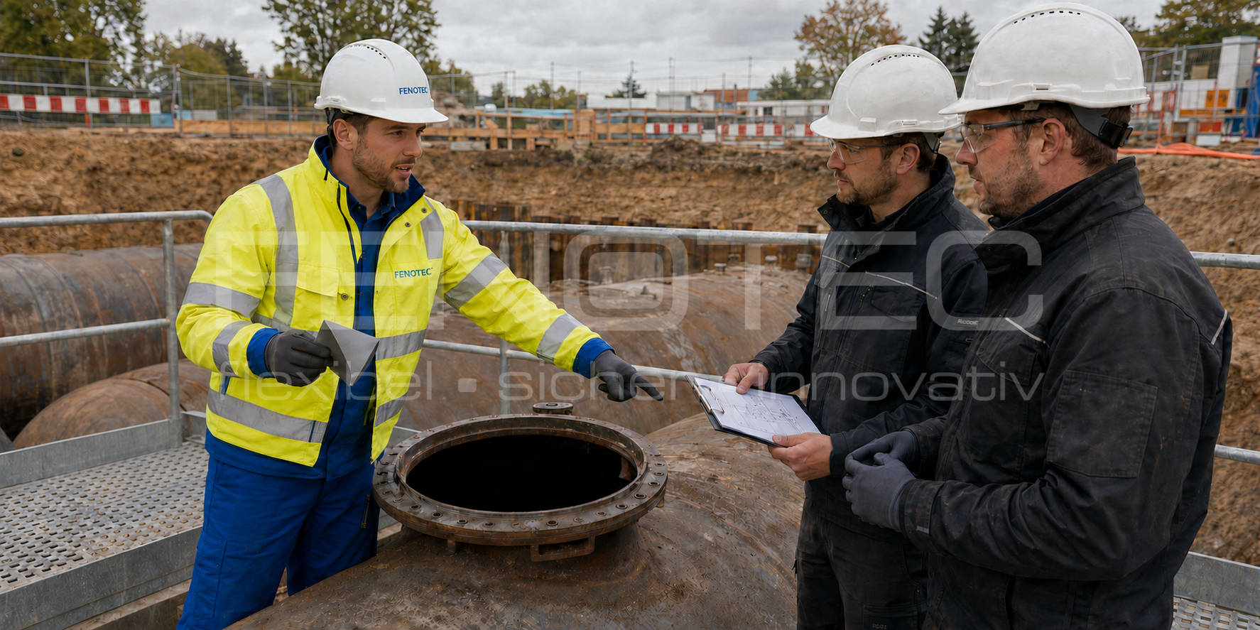 FENOTEC Anwendungstechniker bei der Einweisung von Tankschützern